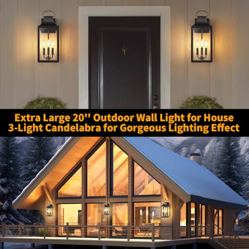 20" Extra Large Dusk to Dawn Outdoor Wall Light with 3