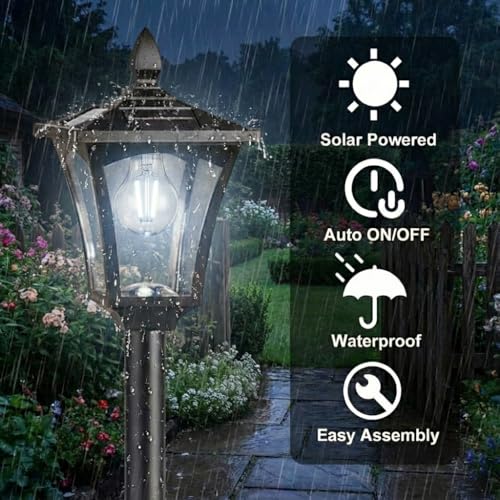 76" Solar Lamp Post Lights with Planter