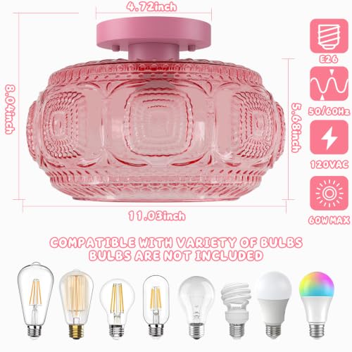 Large Globe Glass Semi Flush Mount Ceiling Light Fixture