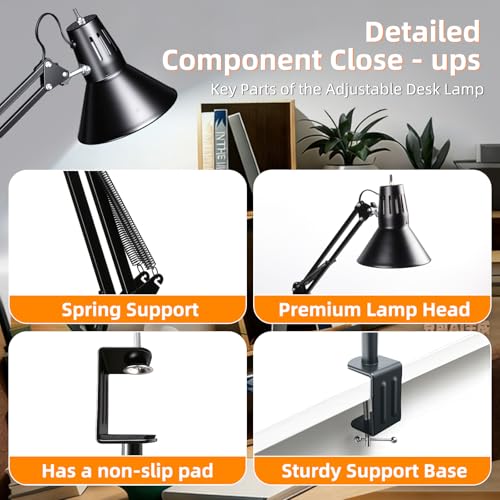 Black Desk Lamp with Clamp