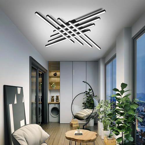 47" Black Modern LED Ceiling Light Fixtures With Remote