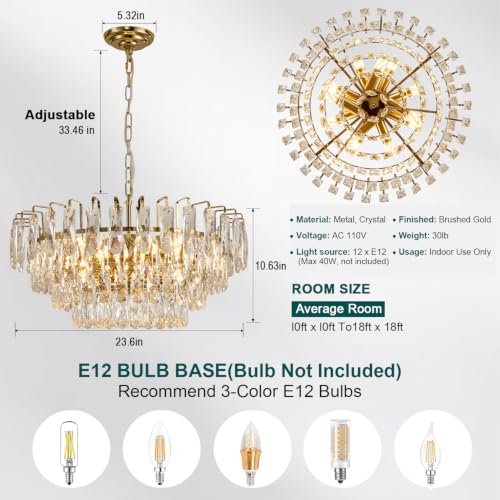 Gold Round Crystal Chandelier