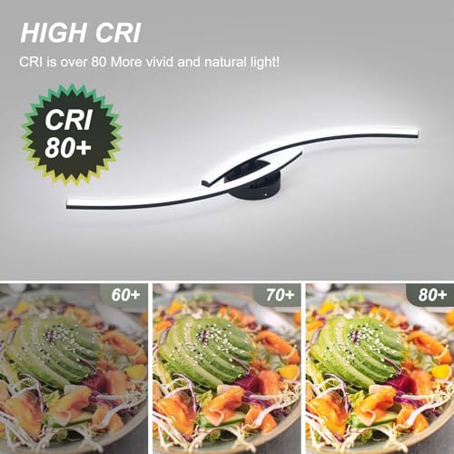 Modern LED Ceiling Light 22W Black Linear Ceiling Lights Fixture 6000K Aluminum 31.4Inch Long Flush Mount Ceiling Light Fixture Lamp for Bedroom Hallway Kitchen Bathroom