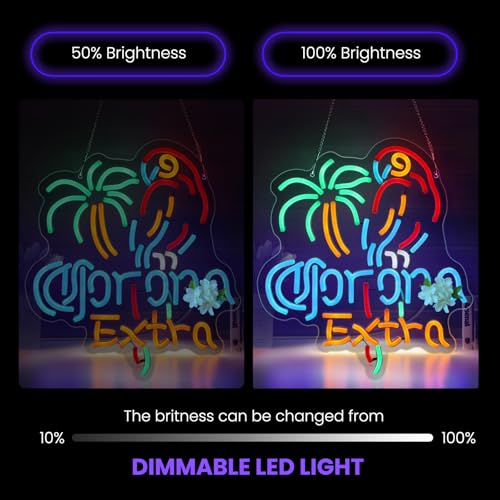 Coron Neon Sign Beer LED Light for Home Bar Man Cave Wall Decor (Colorful)