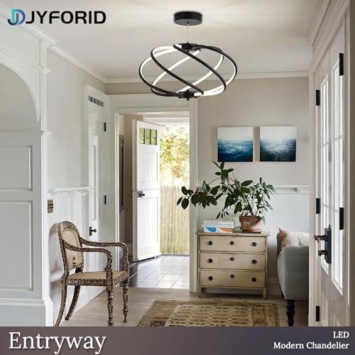 Black Modern Chandelier with Remote Control