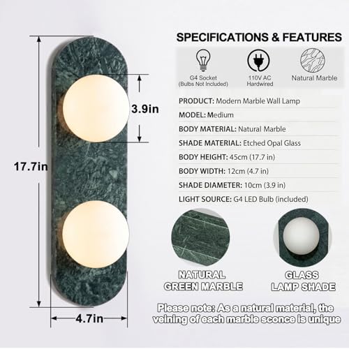 Modern Green Marble Wall Sconce