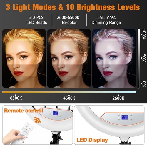 Large 22" Ring Light for iPad iPhone with 75" Tripod Stand Barber