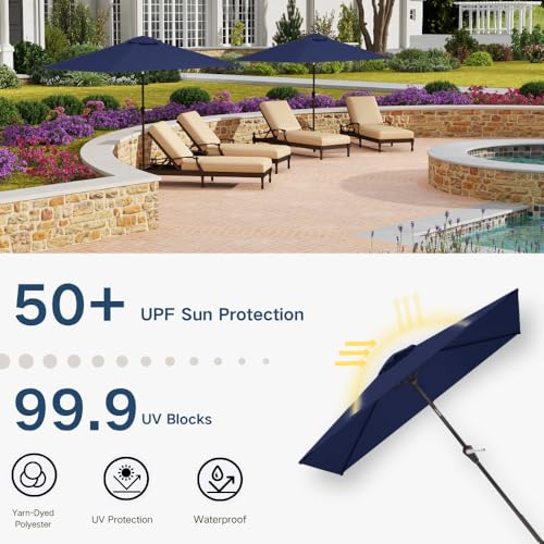 6.5' x 10' Rectangular Patio Umbrella Large Outdoor Market Umbrella w