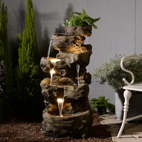 40.6" H Wood Like Water Fountain Indoor & Outdoor 5
