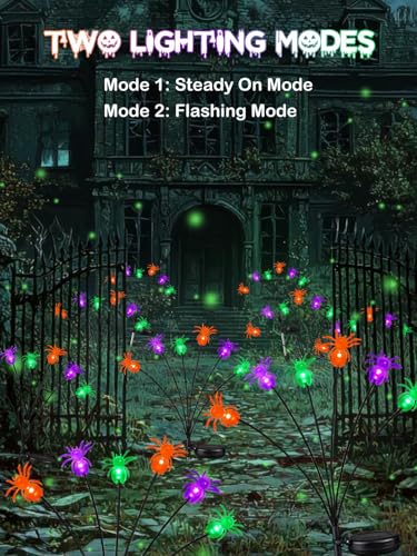 Solar Halloween Decorations Outdoor 6 Pack Spider Solar Garden Lights (6 Count)