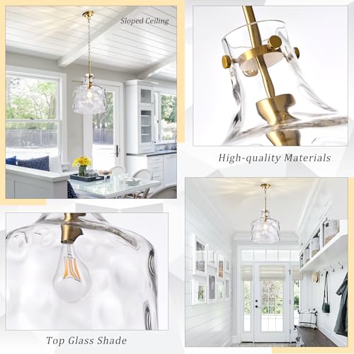 16" Farmhouse Hammered Glass Pendant Light