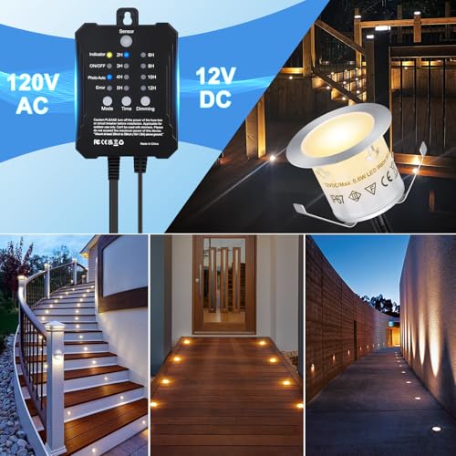 Dimmable LED Deck Lights with Timer and Photocell Sensor (20 Count)