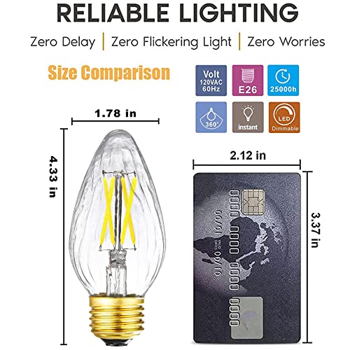 E26 Edison Bulb 6W Equivalent E26 LED Bulb 60 Watt Dimmable 4000K E26 Light Bulb AC120V Neutral White 600lm Flame Wrinkle Glass LED Bulb for Pendant