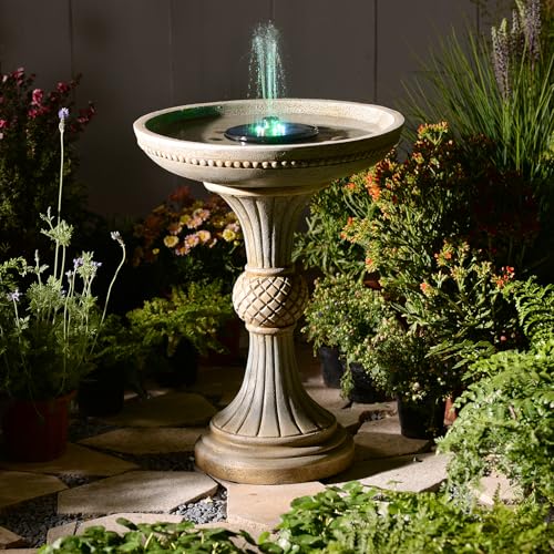 24H Outdoor Water Fountain with Solar Pump Italian Resin Garden Fountain for Patio Yard Weather