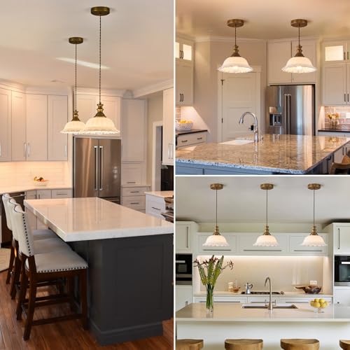 Glass Pendant Lights Modern Pendant Lighting Fixtures Hanging Lamp for Kitchen Island Bedroom Dining Room Coffee Shop Hallway White and Brass