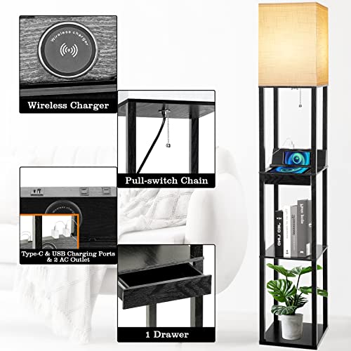 Floor Lamp with Shelves