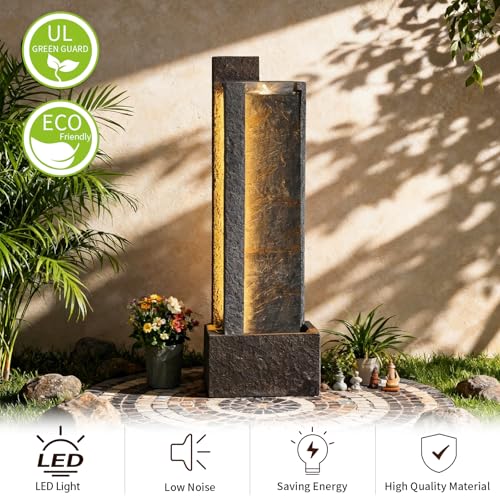 43H Modern Outdoor Water Fountain with LED Light