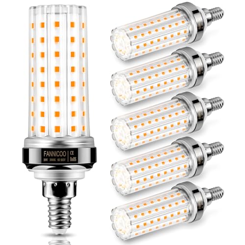 E12 LED Bulb 6pcs 20W LED Corn Light Bulb 150W Equivalent 2500Lumen 3000K Warm White Non (6 Count)