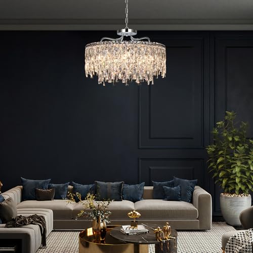 24" 8 Lights Luxury Crystal Chandeliers for Dining Room