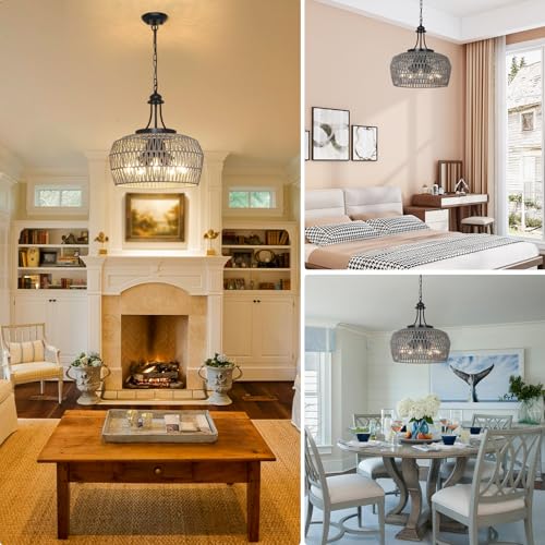 Grey Rattan Chandeliers for Dining Room