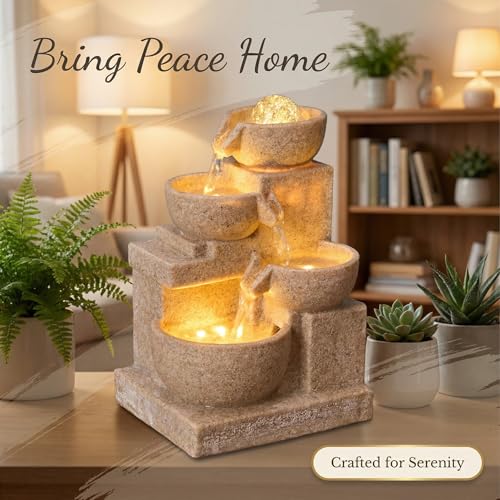 Desktop Tabletop Water Fountain with LED Lights