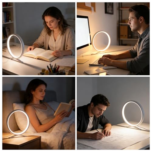White Modern Circle Table Lamp