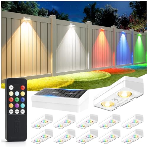 Fence Lights Solar Powered with Remote (12 Count)