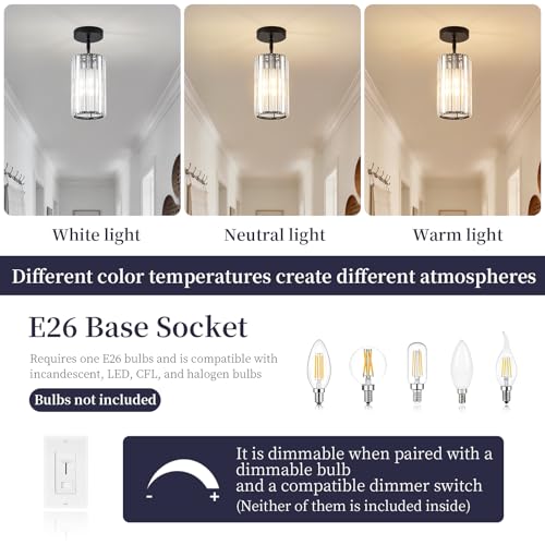 Modern Crystal Black Pendant Lights Kitchen Island (Black / 5.3 in)