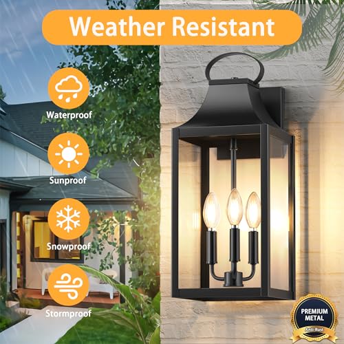 20" Extra Large Dusk to Dawn Outdoor Wall Light with 3