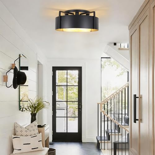 20'' Black Semi Flush Mount Ceiling Light
