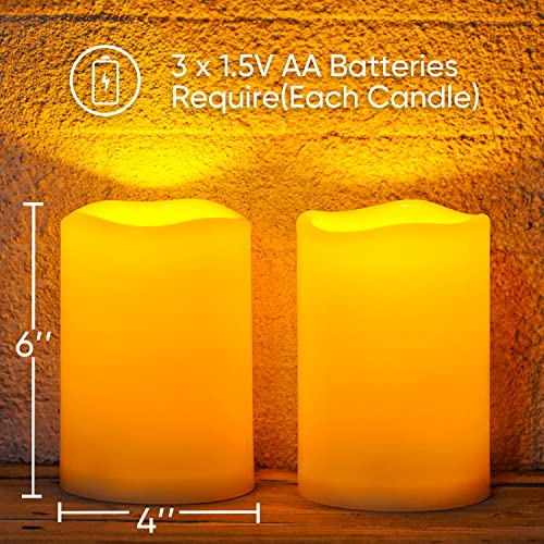 6" x 4" Large Waterproof Outdoor Flameless Candles with Remote Control and Timer (2 Count)