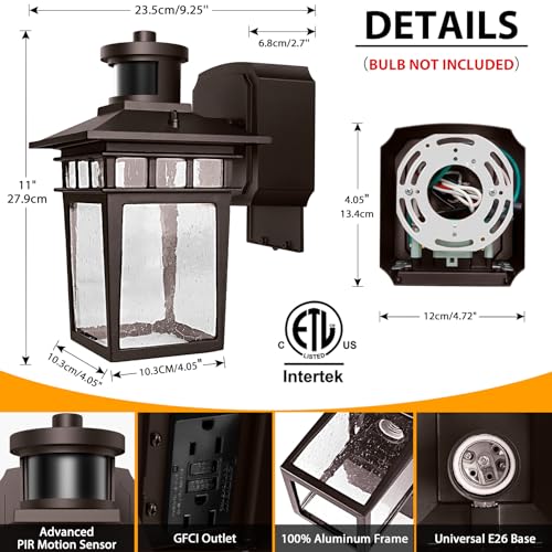 Motion Sensor Porch Light with GFCI Outlet (2 Count)