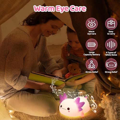 Huggwaii Squishy Axolotl Night Light for Kids