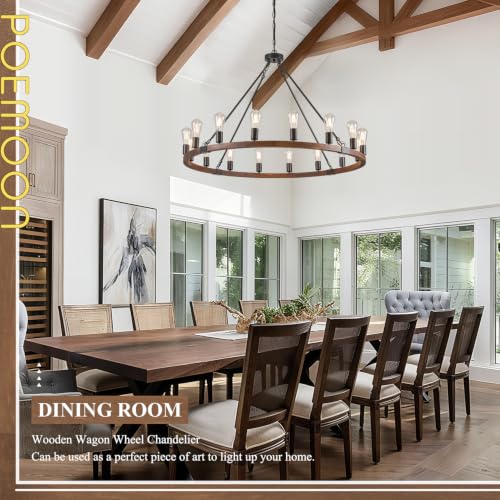 Farmhouse Wood Wagon Wheel Chandelier 16