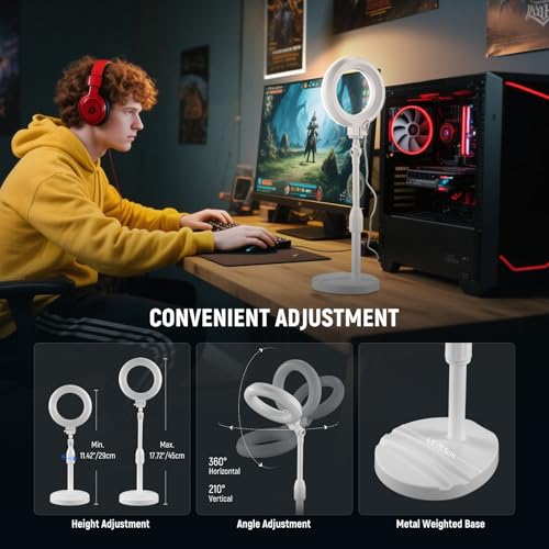 BASICS 5" 13cm Desk Ring Light with Stand