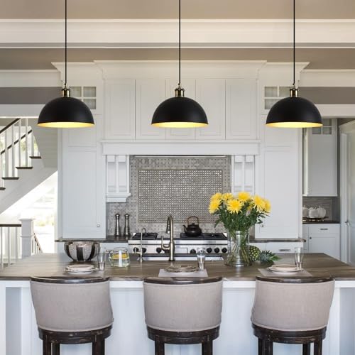 Vintage Industrial Pendant Light 9.84 "Industrial Dome Pendant Light Black and Gold Finish Lighting lamp line Length Pendant light78.74 Kitchen Island