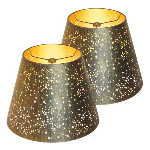 Etched Starlight Metal Lamp Shade set of 2