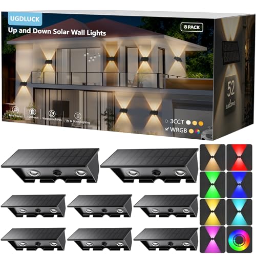 8PACK Solar Sconce Lights Outdoor
