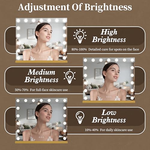 Vanity Mirror with Lights 23.6''x20.5'' Makeup Mirror with Lights Lighted Up Mirror with Dimmable Bulbs