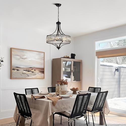 20" Black Crystal Chandeliers for Dining Room