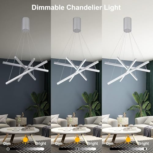 Modern 4 Light Dimmable LED Linear Chandelier Pendant Light