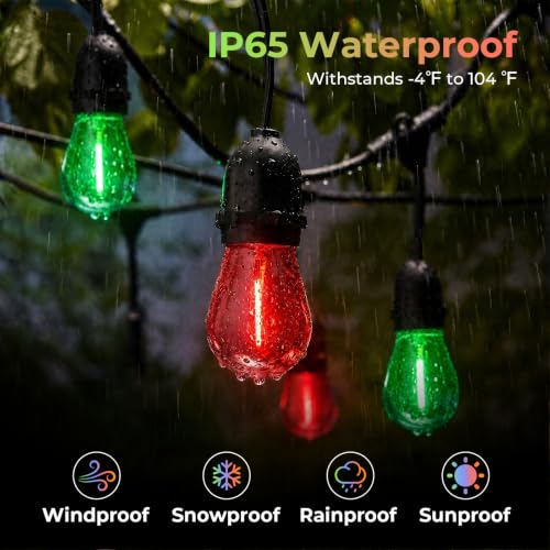 S14 Red and Green Christmas Bulbs for Outdoor Lights (15 Count)