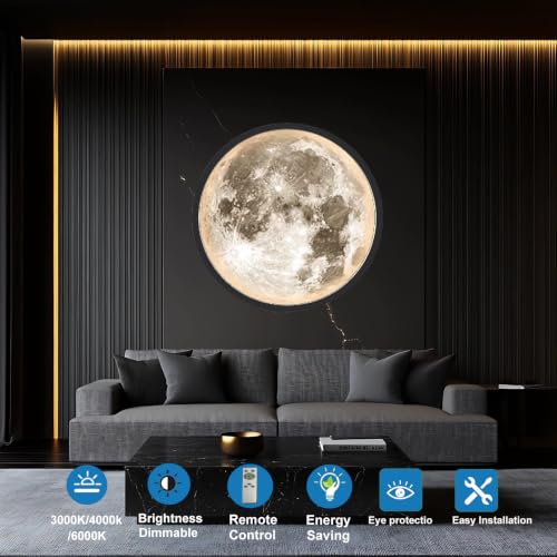 Dimmable Moon Lamp Plug in Modern LED Wall Moon Sconces (19.5 inch)