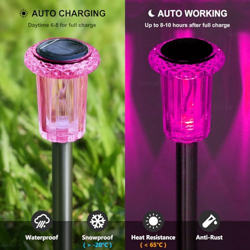 Solar Outdoor Lights 10 Pack Pink LED Valentines (10 Count)