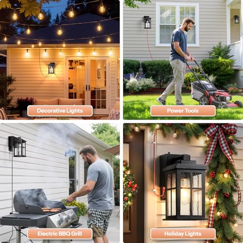 Black Porch Lights Outdoor with Outlet