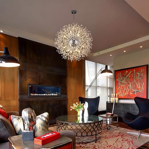 30" D Firework Crystal Chandelier for Dining Room