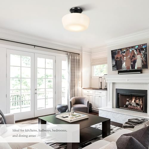 Schoolhouse Style Semi Flush Mount Ceiling Light Fixture