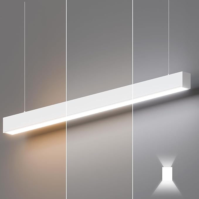 Whtie 1 Pack 4FT LED Linear Lights 50/45/40/35/30W Up and Down Light, 3000K/4000K/5000K 4 Feet Commercial Linkable Shop Lighting for Office Garage Shop Dining Room bar,0-10V Dimmable