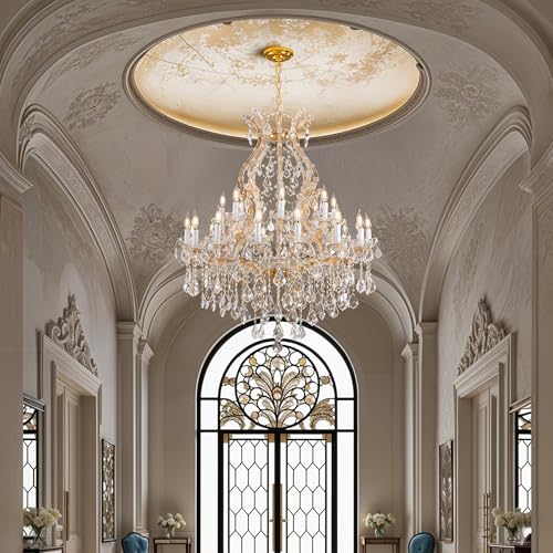 Large Gold Crystal Chandelier Light Fixtures
