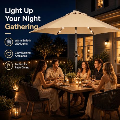 7.5FT Solar Patio Umbrella w